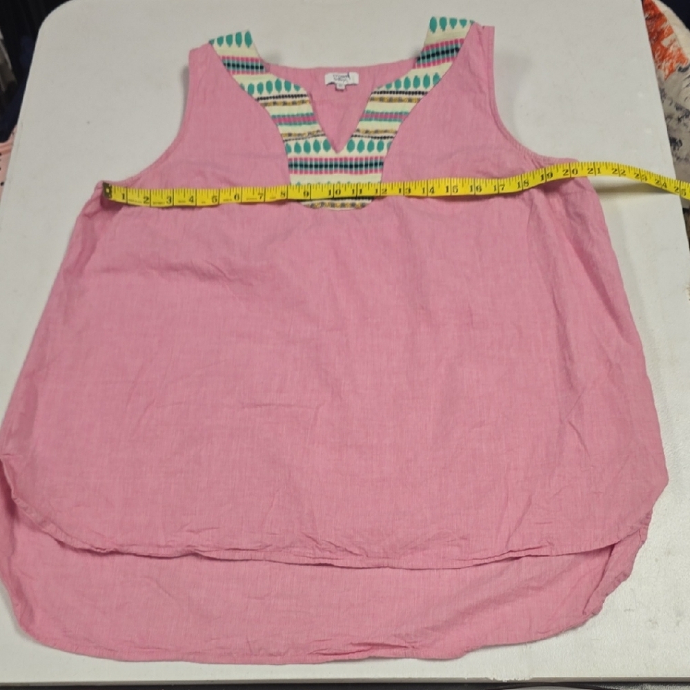 Crown & Ivy Pink Top with Patterned Accents